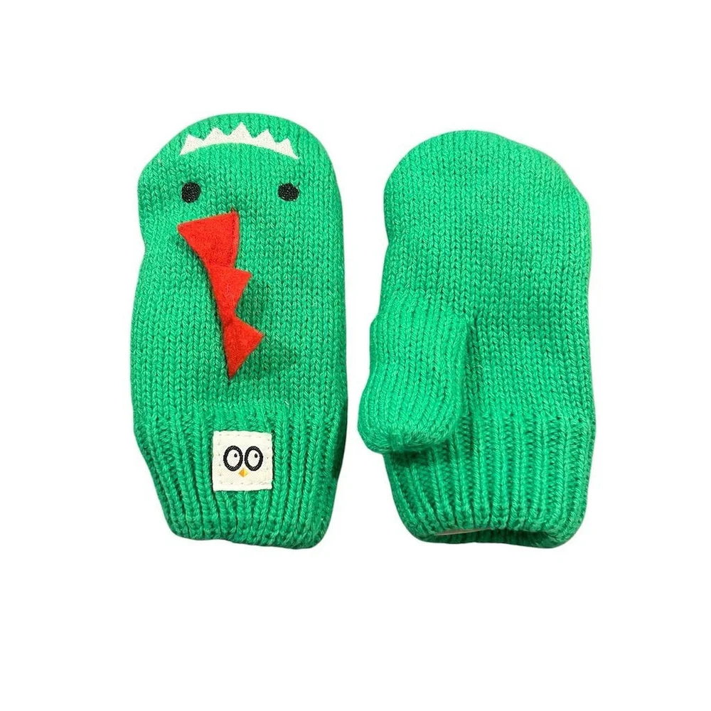 Zoocchini Devin The Dinosaur Green Knit Mittens 6-12 Months
